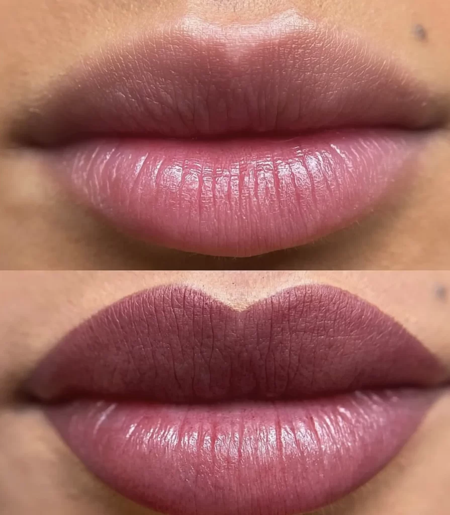 lip tattoo before and after