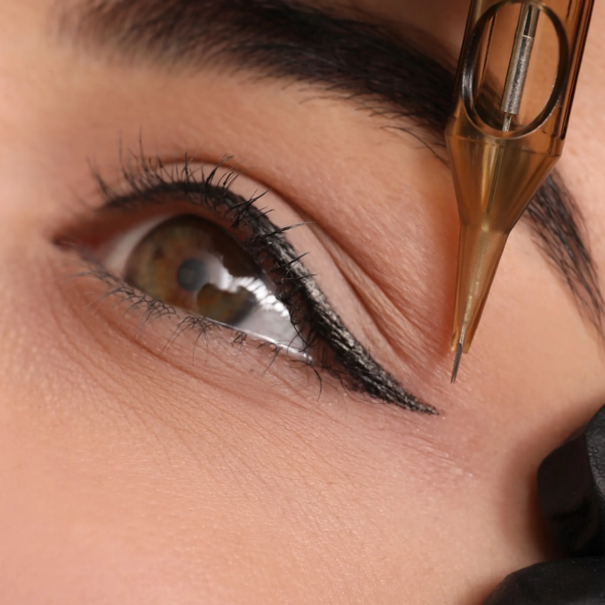 close-up of permanent eyeliner procedure