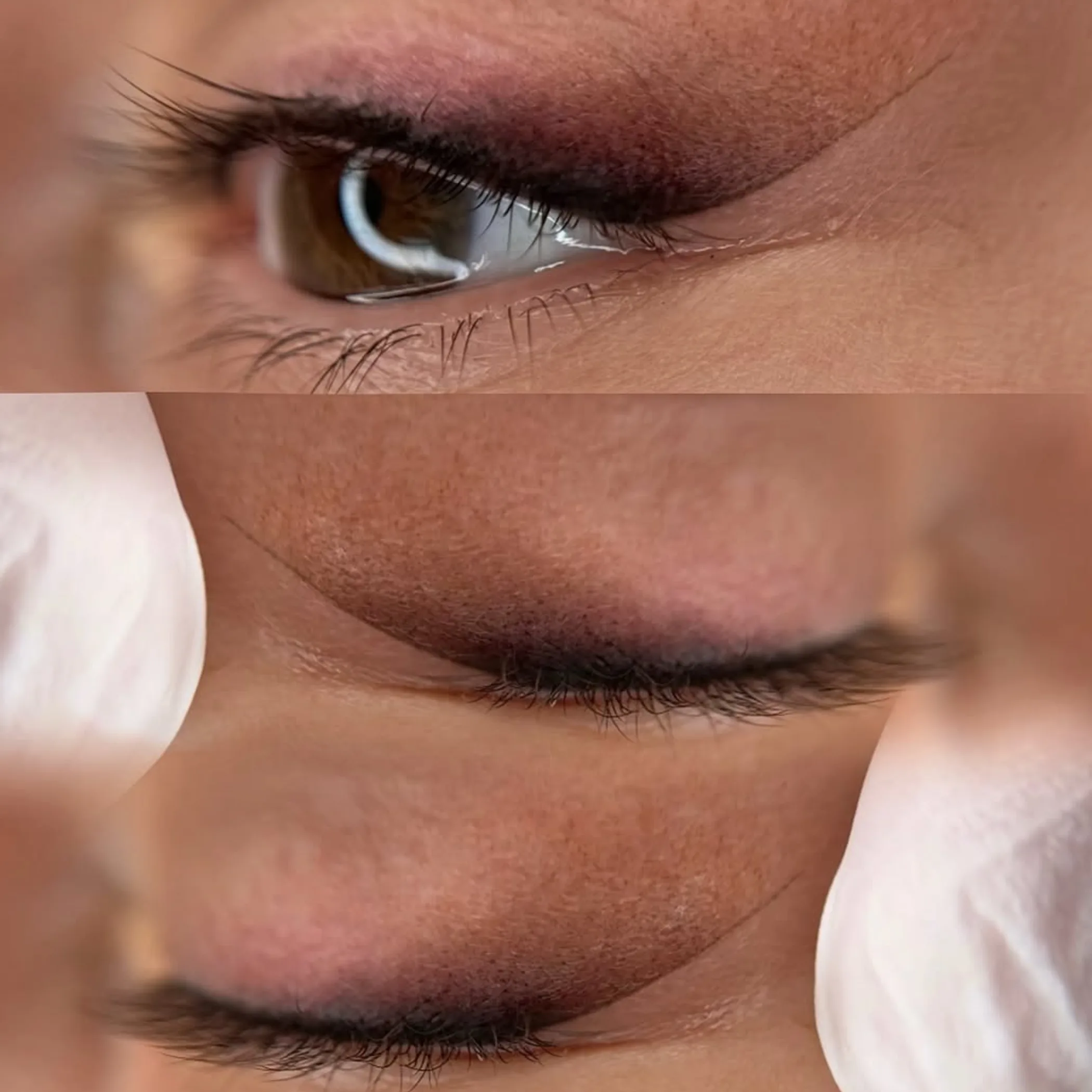 close-up of permanent eyeliner application