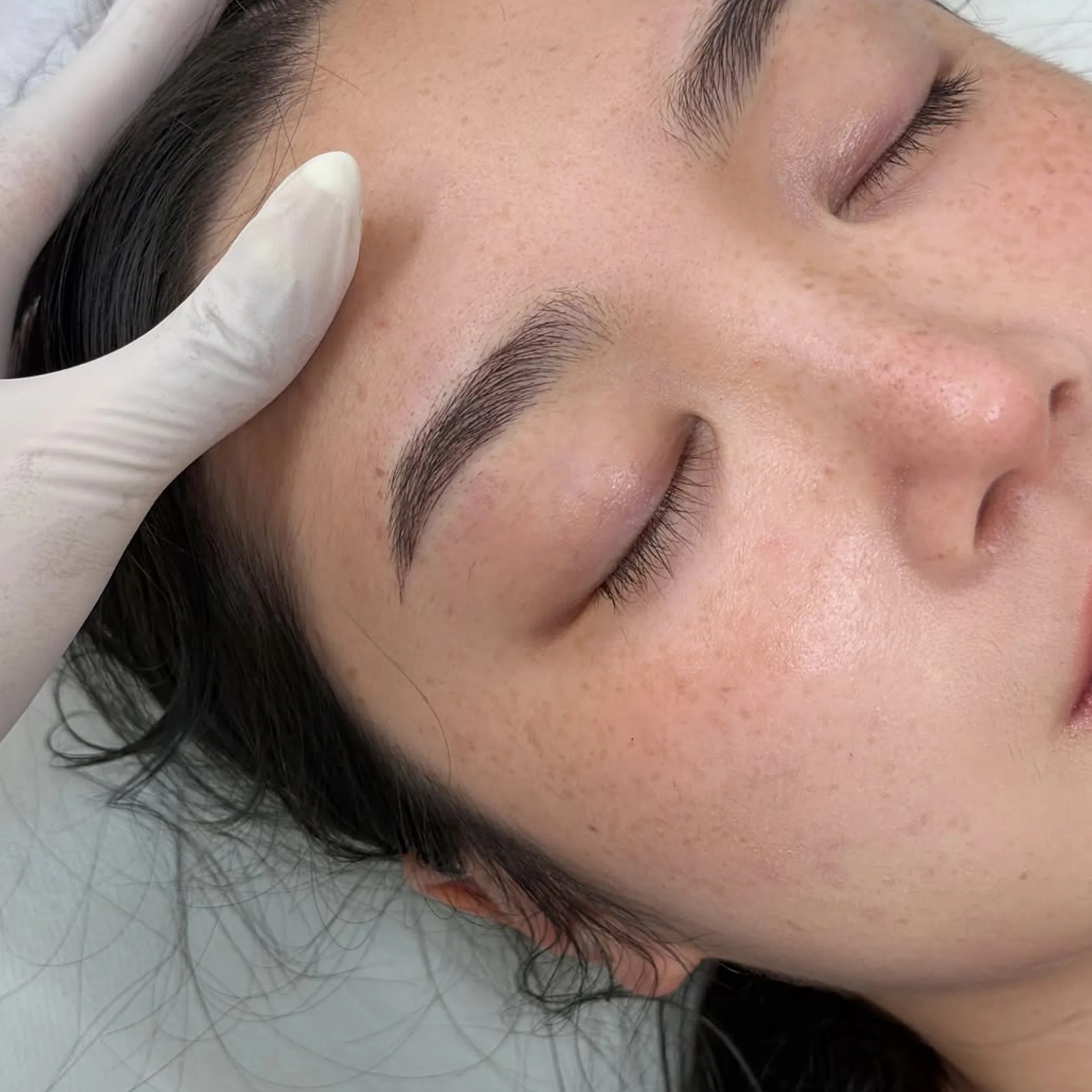 natural eyebrows close-up after microblading