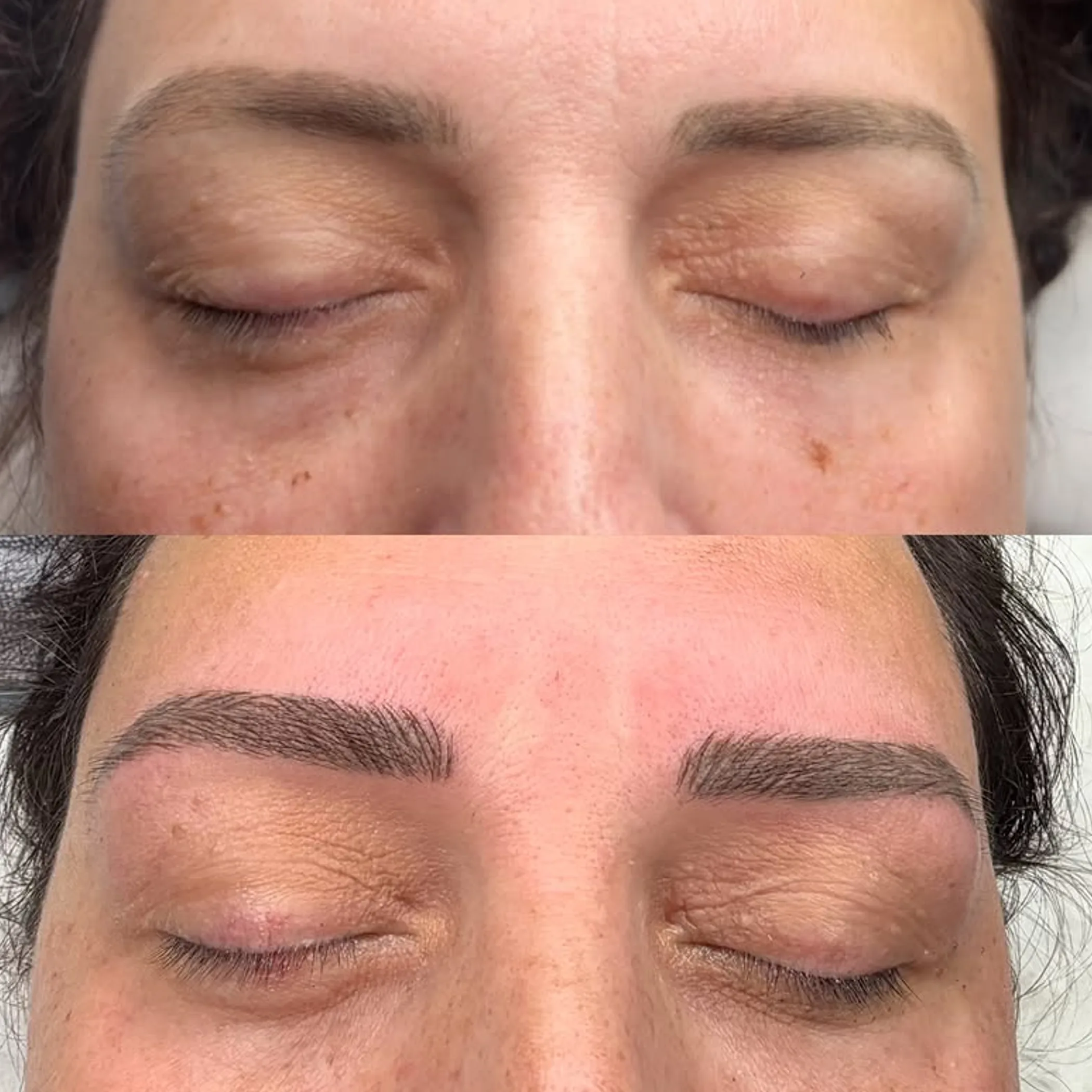 close-up of microbladed eyebrows